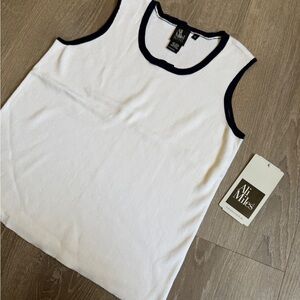 Ali Miles White Top with Black Edging-Size M-NWT